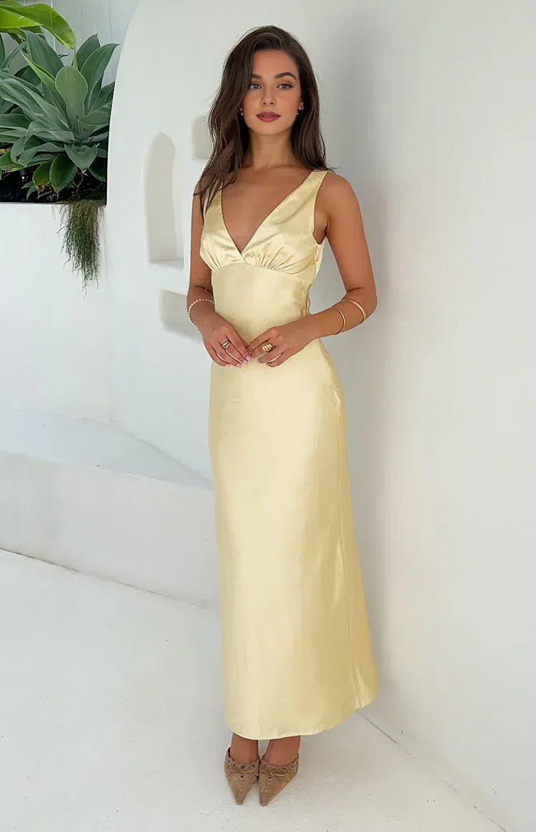 Satin Ankle-Length Regular Straps Graduation Party Dresses Backless Sleeveless Prom Dresses Affordable Satin Evening Dresses