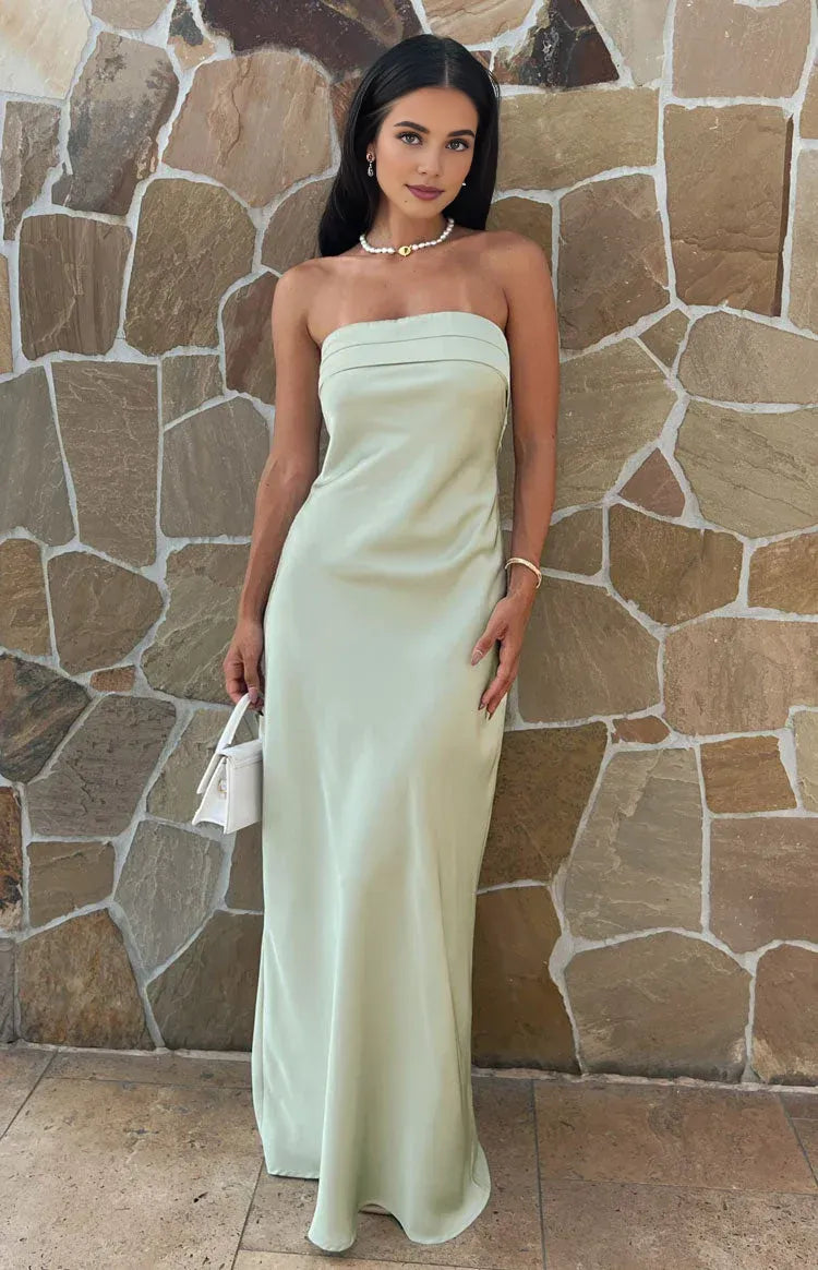 Satin Floor Length Strapless Graduation Party Dresses Backless Sleeveless Prom Dresses Hot Sale Long Evening Dresses