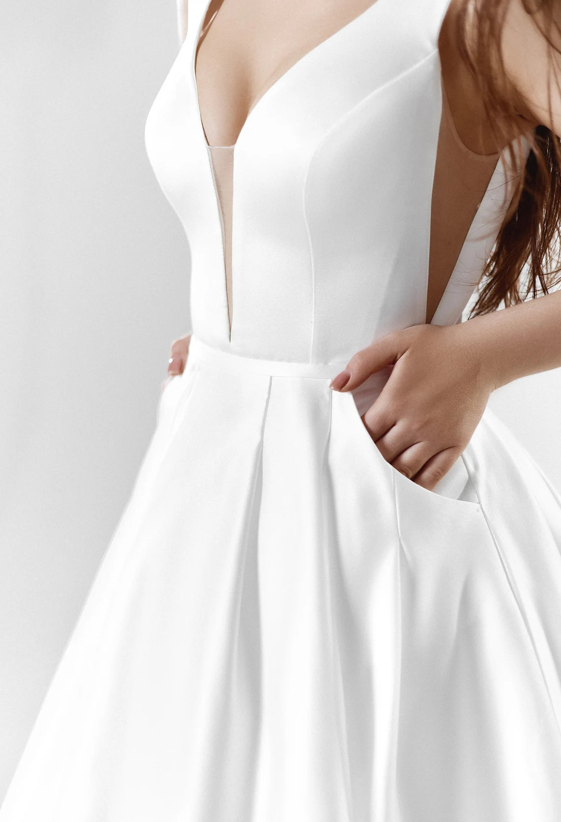 Satin Wedding Dress Open Back Wedding Dress A-Line Wedding Dress Ivory Bridal Gown Classic Sleeveless Wedding Dress With Train