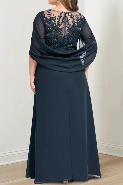 Mom Of The Bride Dressbride Mother Dress A-Line/Princess Scoop Floor-Length Mother of the Bride Dresses with Pleated & Sequins Formal Women's Dresses