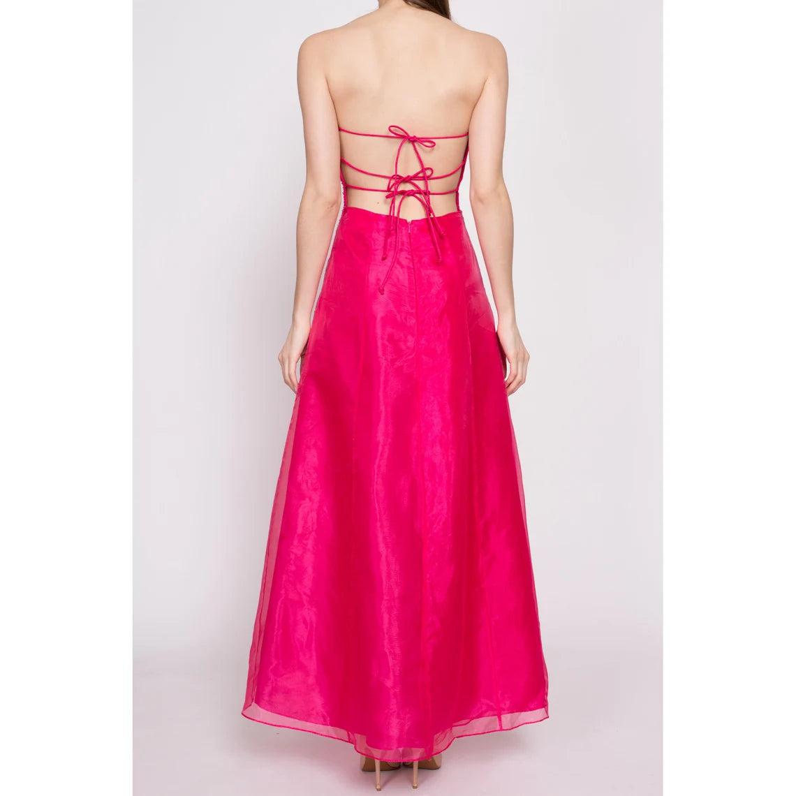 Sequin Off-the-Shoulder Hot Pink Backless Sleeveless Strapless Prom Dress
