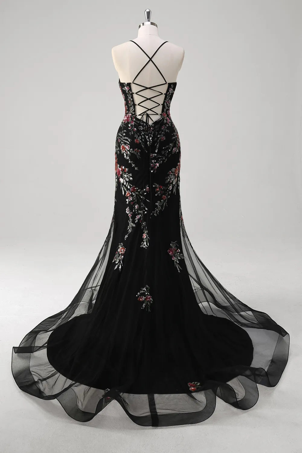 Weitese Prom Dress Store Sparkly Black Spaghetti Straps Sequins Mermaid Tulle Long Prom Dress Formal Women's Dresses