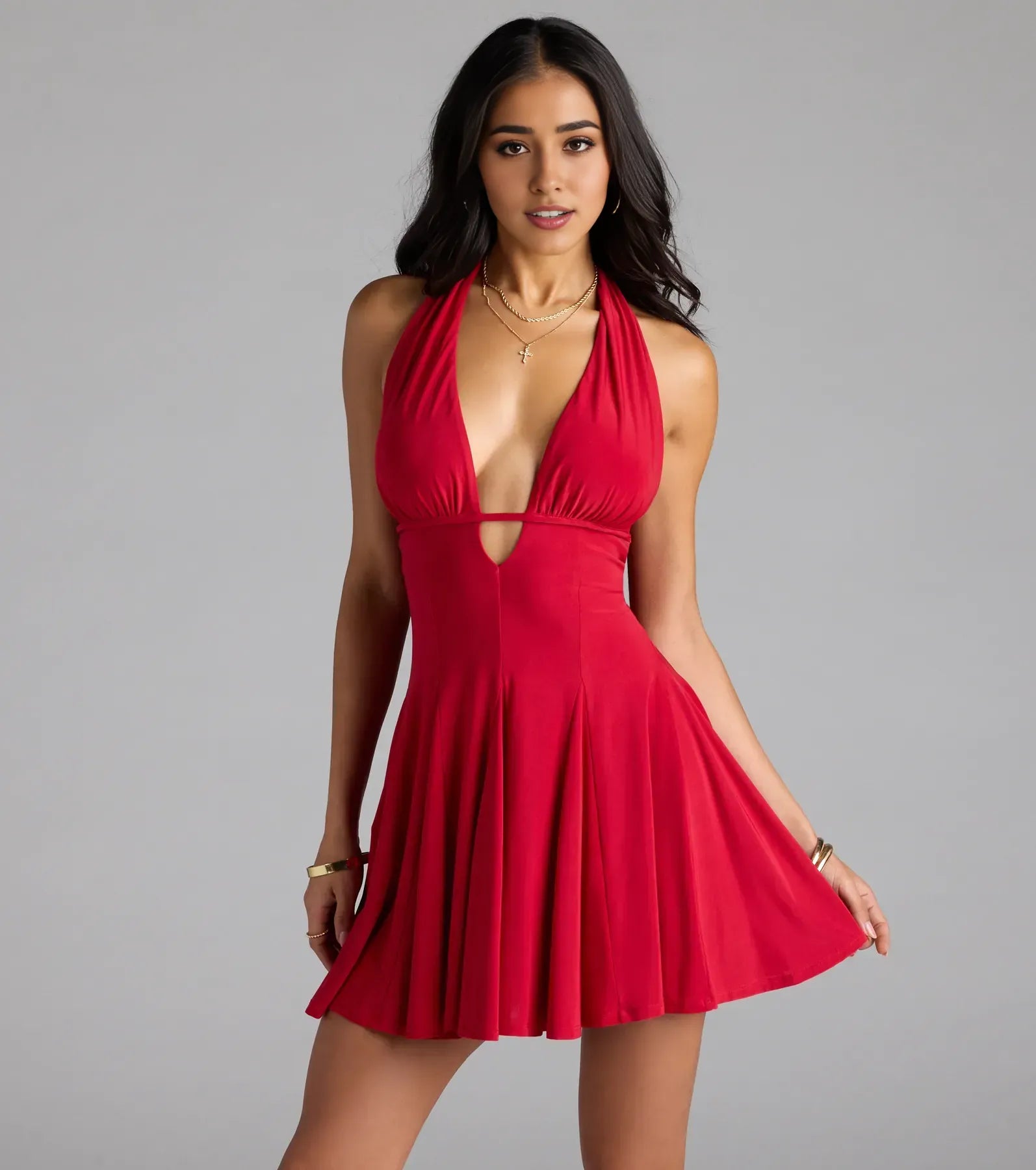 Sexy A-Line Halter Neck Sleeveless Lace Up Short-Mini Homecoming Dress