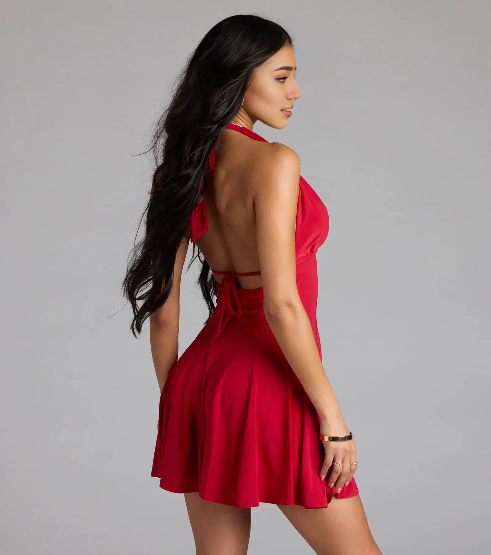 Sexy A-Line Halter Neck Sleeveless Lace Up Short-Mini Homecoming Dress