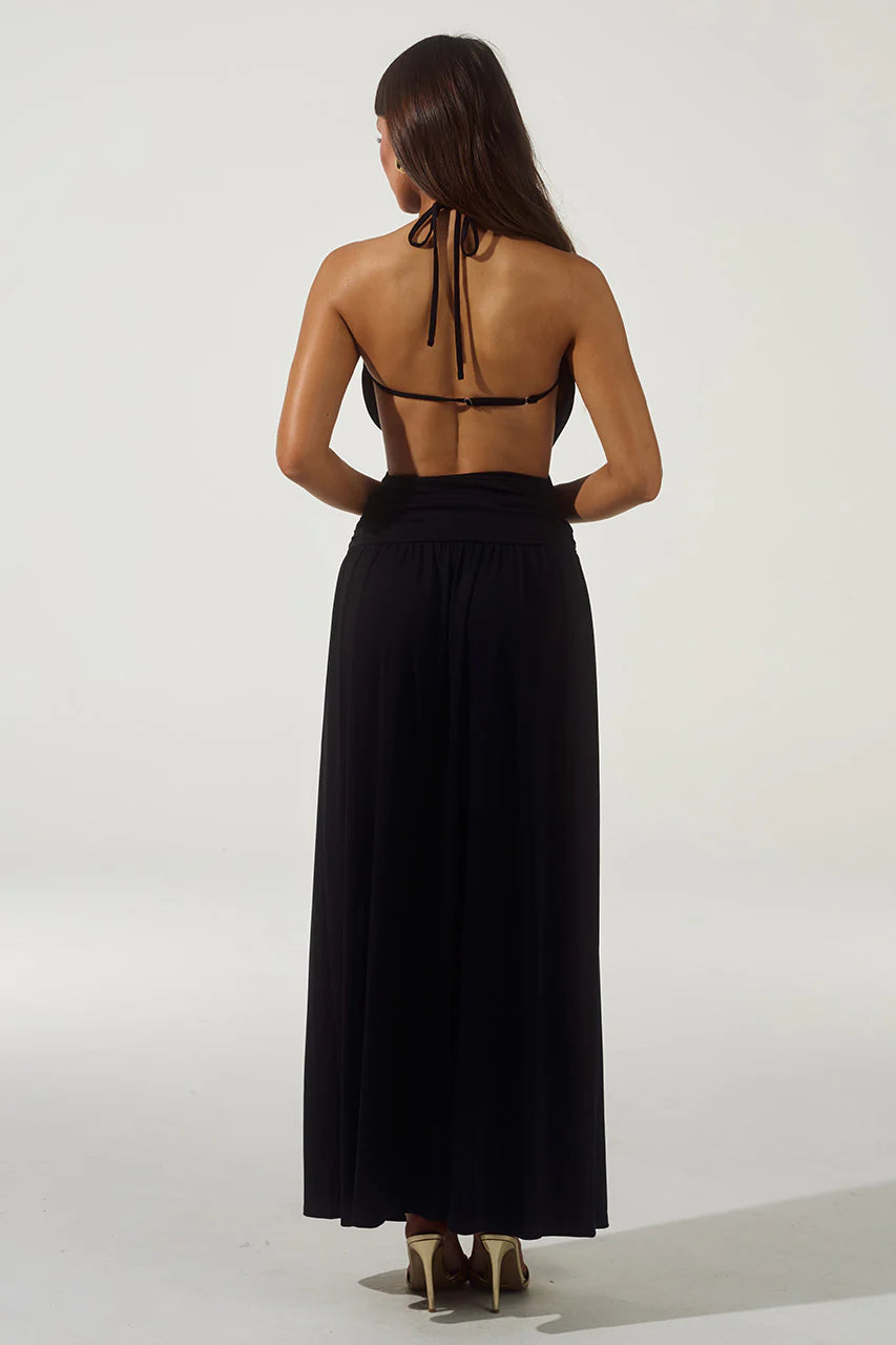 Sexy A-Line Halter Sleeveless Backless Split Floor-Length Prom Dress