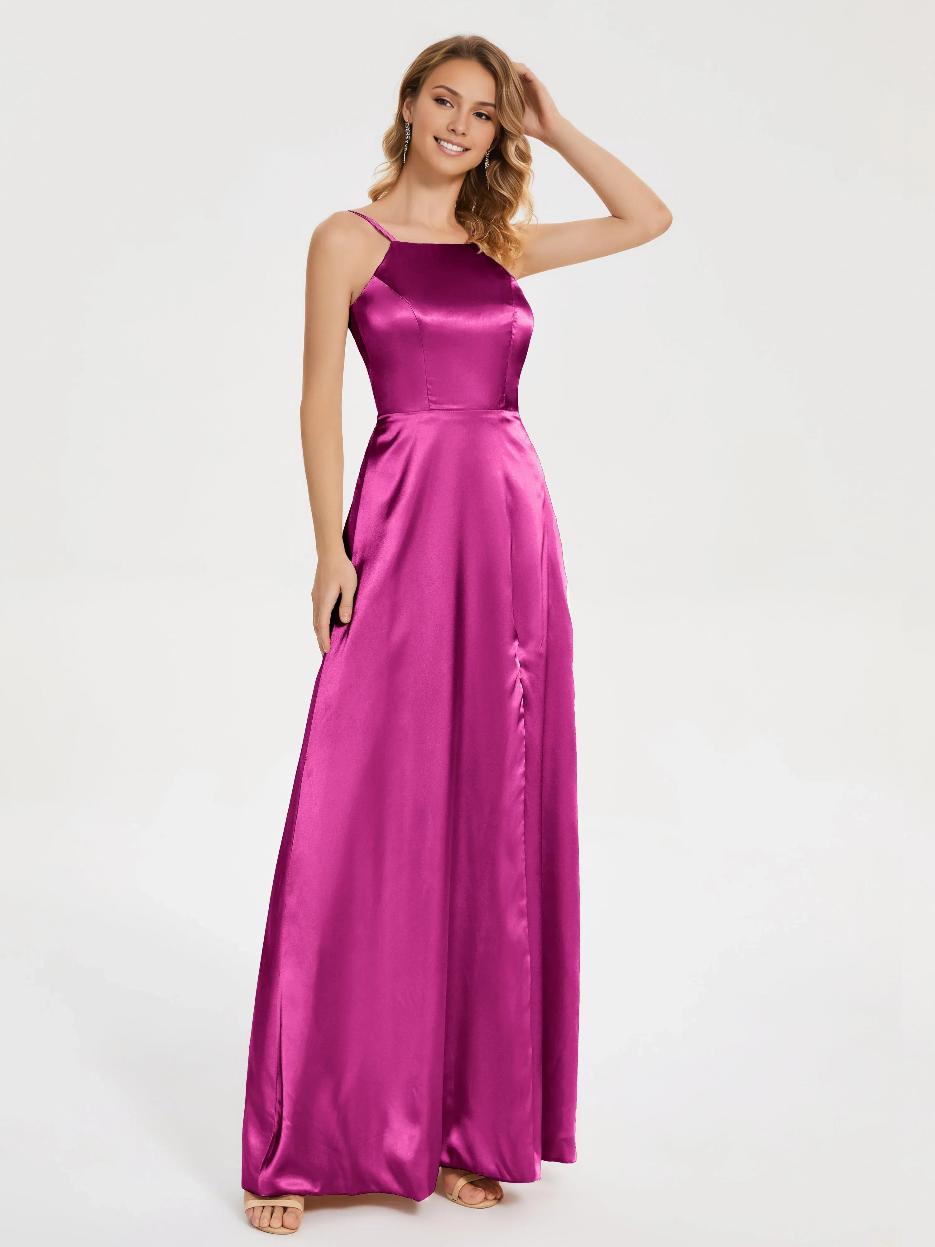 Sexy A-Line High Neck Sleeveless Backless Floor Length Prom Dress