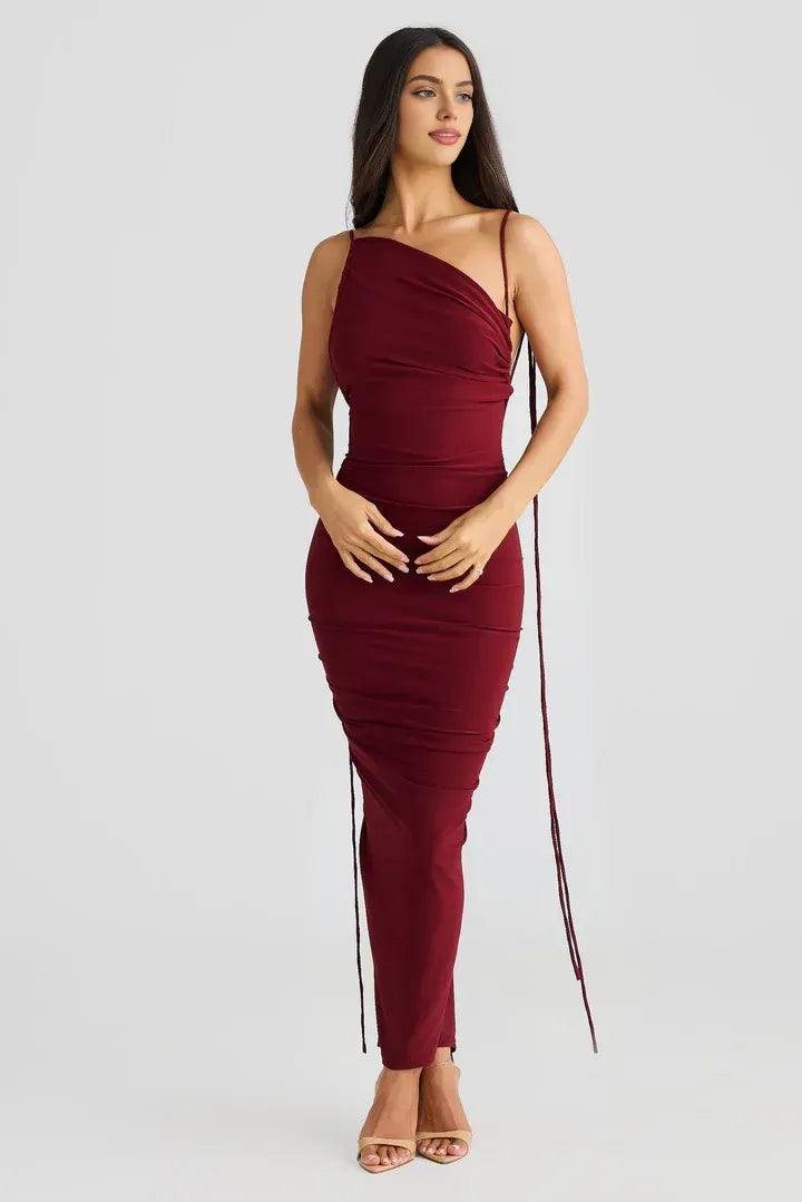 Sexy Bodycon Asymmetrical Neck Sleeveless Backless Floor-Length Prom Dress