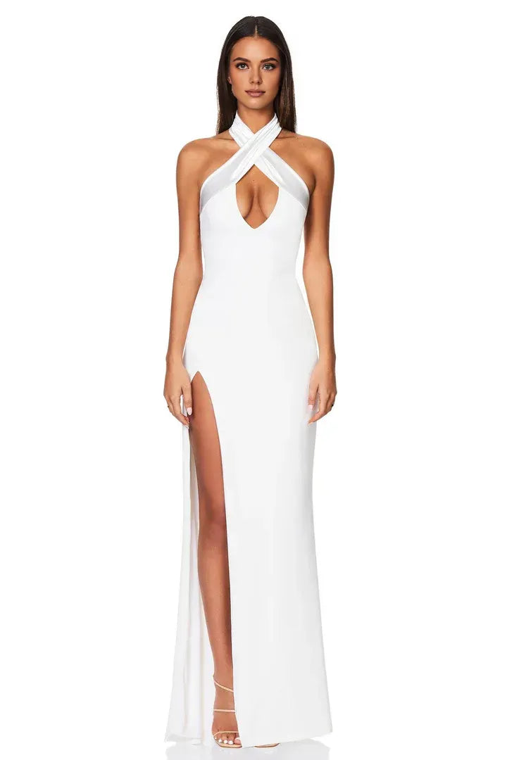 Sexy Bodycon Halter Neck Sleeveless Backless Floor-Length Prom Dress