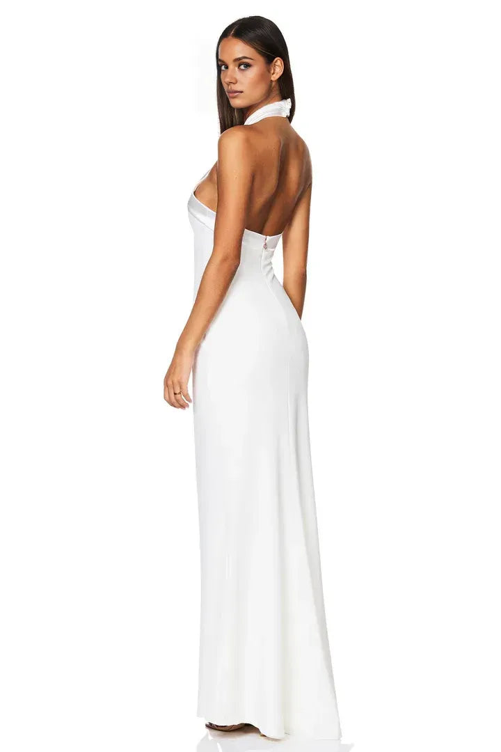 Sexy Bodycon Halter Neck Sleeveless Backless Floor-Length Prom Dress