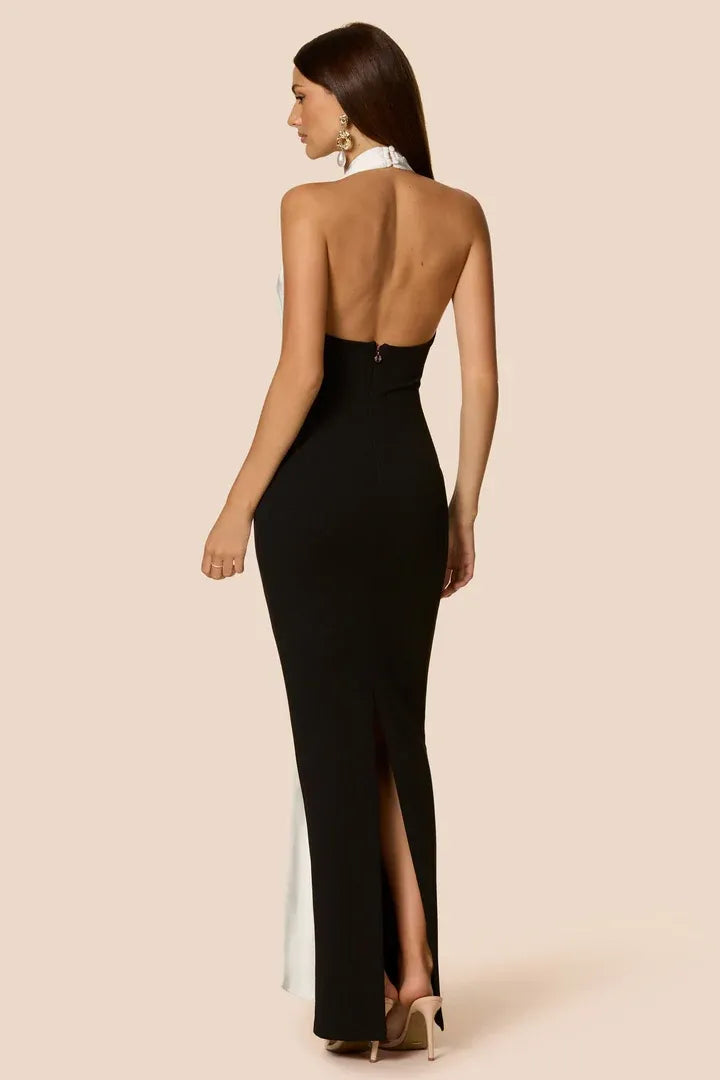 Sexy Tight Halter V Neck Sleeveless Backless Floor-Length Prom Dress