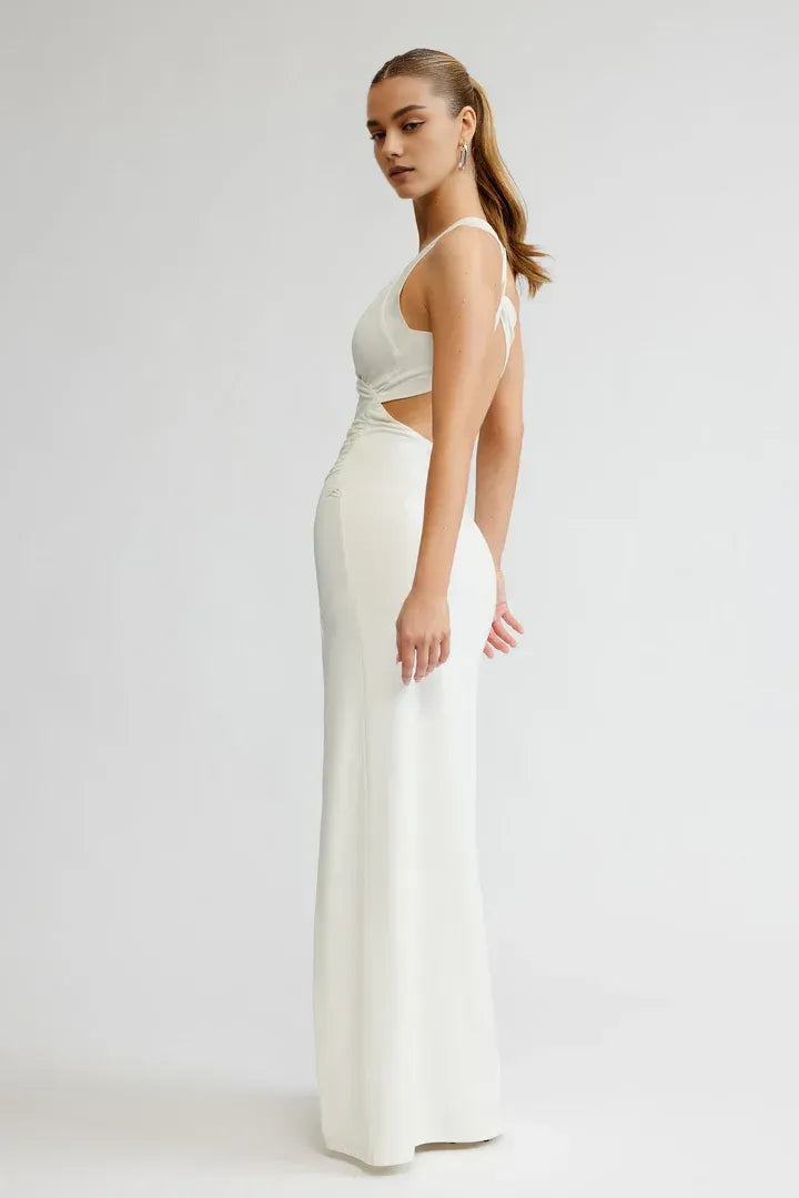 Sexy Fitted V Neck Sleeveless Backless Floor-Length Prom Dress