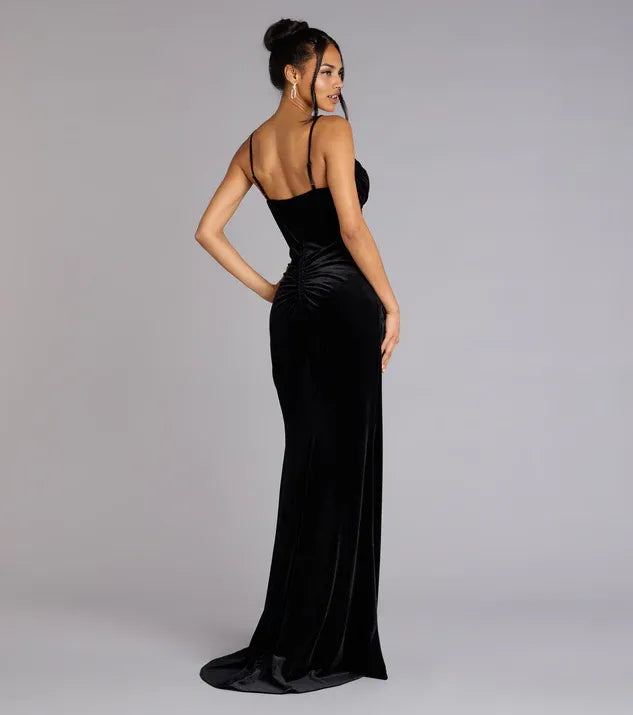 Sexy Mermaid Spaghetti Straps Sleeveless Back Zip Sweep/Brush Train Prom Dress
