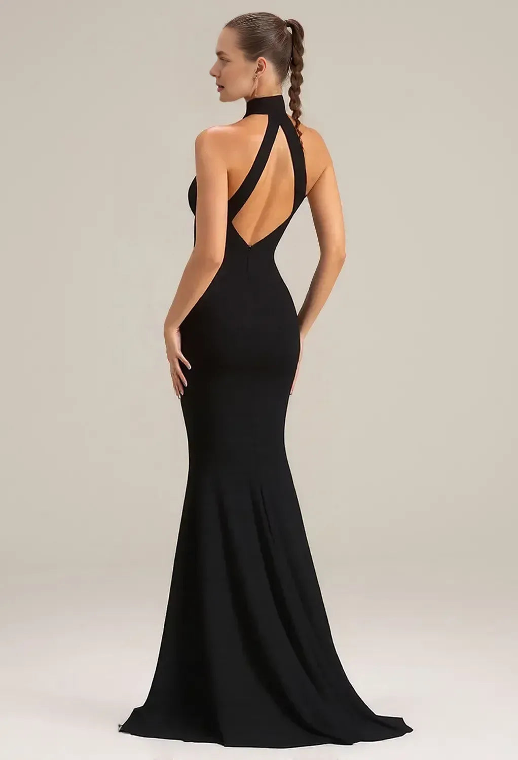Sexy Mermaid/Trumpet Halter Neck Sleeveless Backless Slit Floor Length Prom Dress