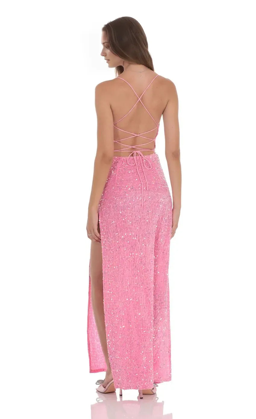 Sexy Sheath/Column Cowl Neck Sleeveless Lace Up Floor-Length Prom Dress