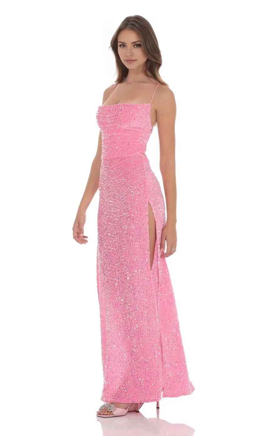 Sexy Sheath/Column Cowl Neck Sleeveless Lace Up Floor-Length Prom Dress