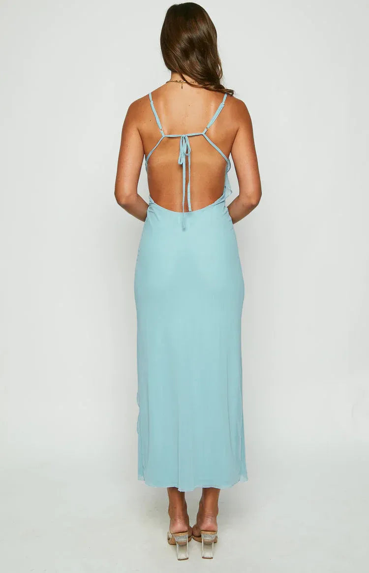Sexy Sheath/Column Spaghetti Straps Sleeveless Backless Ankle-Length Prom Dress