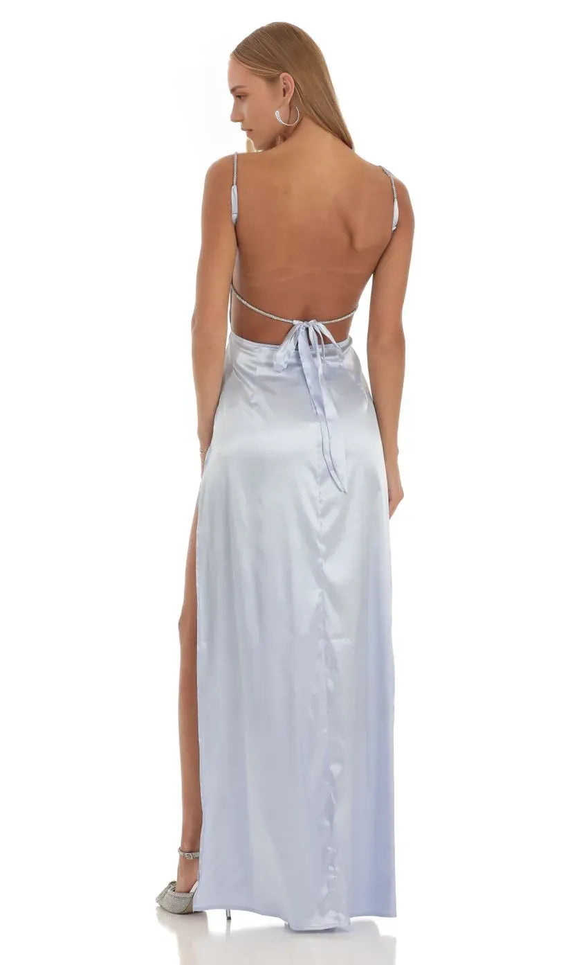 Sexy Sheath/Column Spaghetti Straps Sleeveless Lace Up Floor-Length Prom Dress