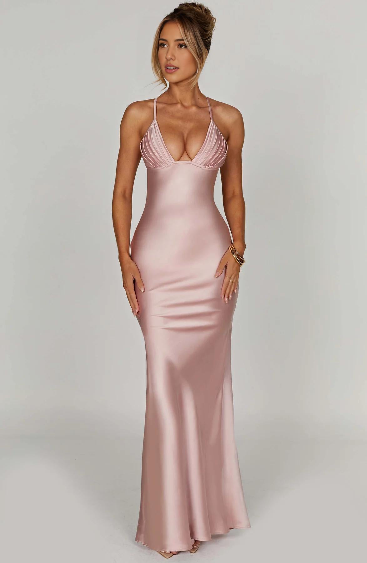 Vestido de noche sexy con tirantes finos, largo hasta el suelo, para mujer, con tirantes cruzados, espalda abierta, para fiesta, ajustado, para graduación 