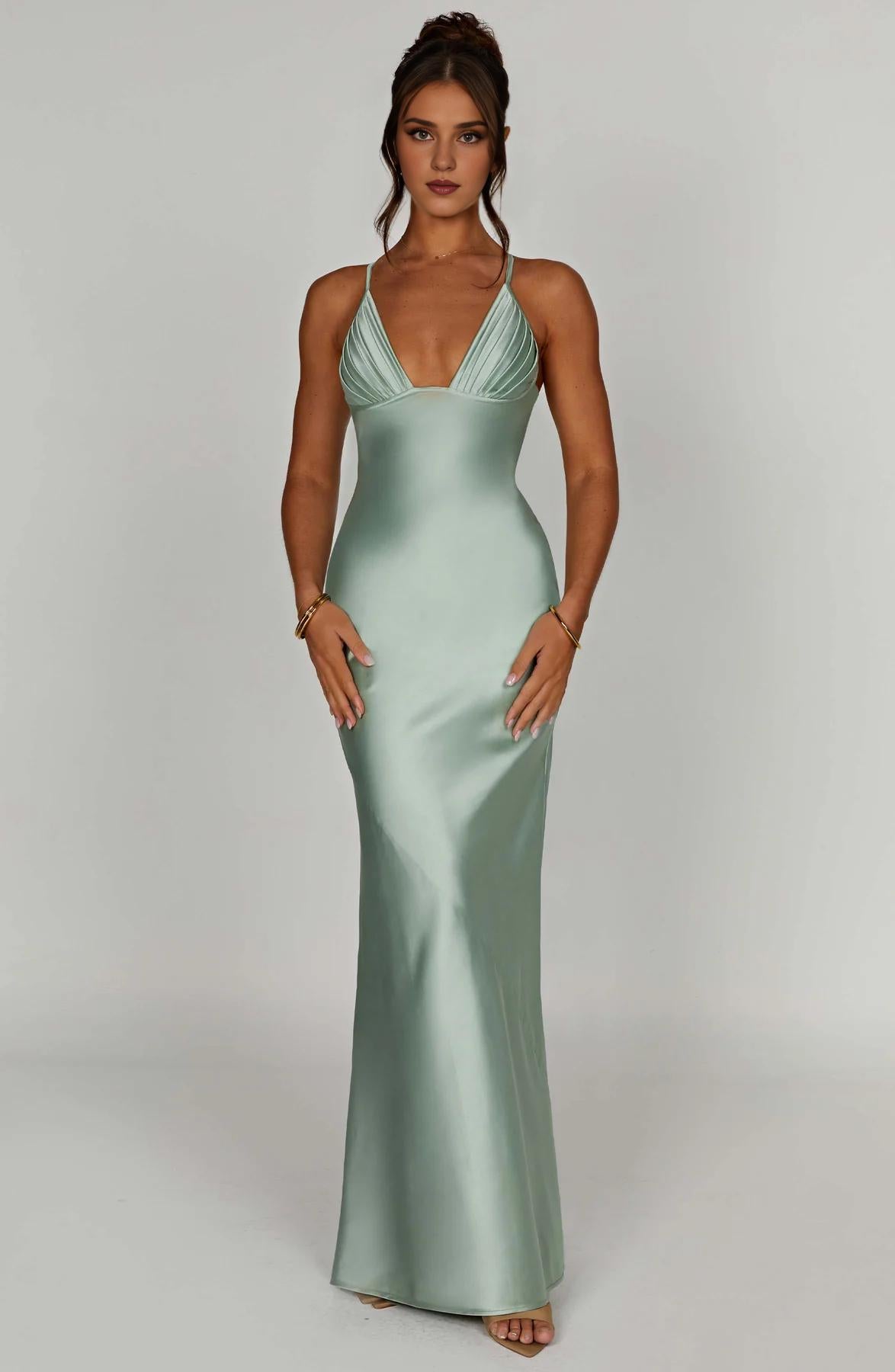 Vestido de noche sexy con tirantes finos, largo hasta el suelo, para mujer, con tirantes cruzados, espalda abierta, para fiesta, ajustado, para graduación 