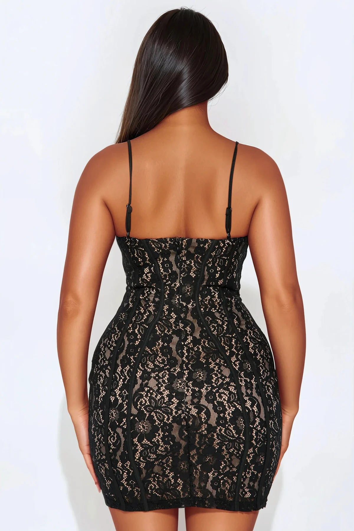 Sexy Spaghetti Straps Sleeveless Sheath Appliques Lace Short-Mini Homecoming Dress