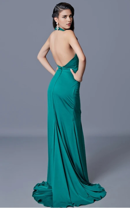 Weitese Dress/Sheath Sexy Deep V-neck Backless Long Dress Sleeveless With Mermaid Train Prom Dress/Dress For Formal