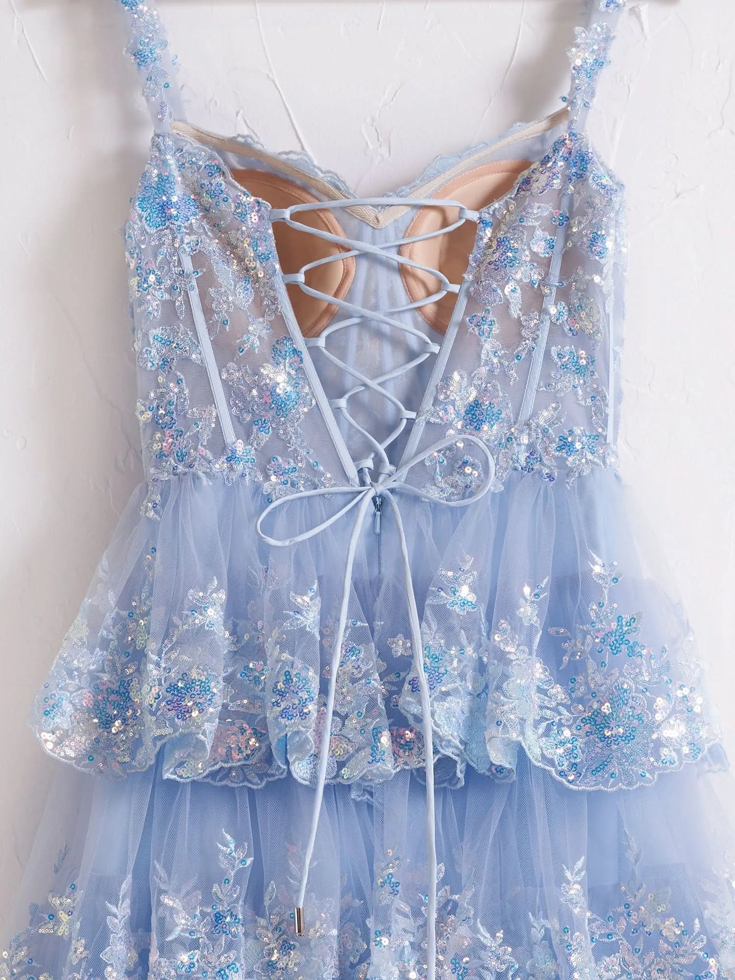 Shine Corset Sleeveless Princess Tulle Ruffles Long Prom Dress