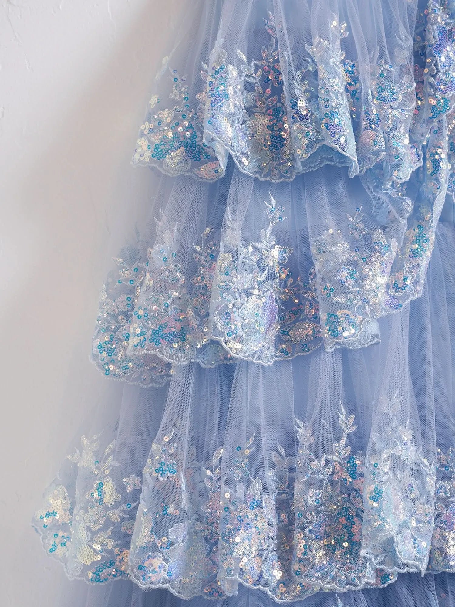 Shine Corset Sleeveless Princess Tulle Ruffles Long Prom Dress