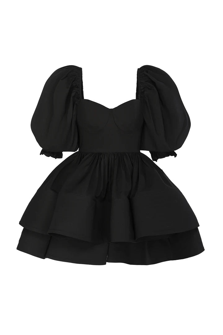 Short Sleeved Square Neck Tight Corset With A-line Multiple Layers Homecoming Dress