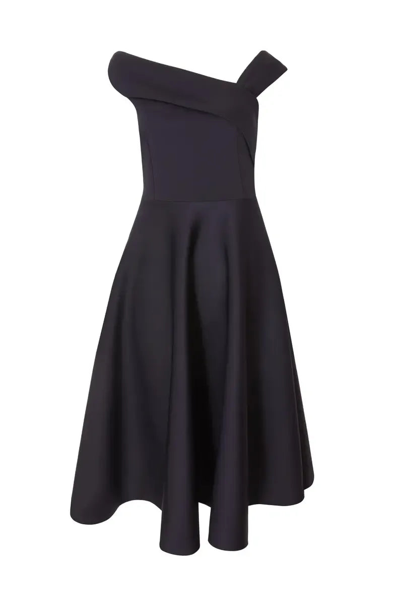 Simple A-Line Asymmetric-neck Sleeveless Backless Tea-Length Prom Dress