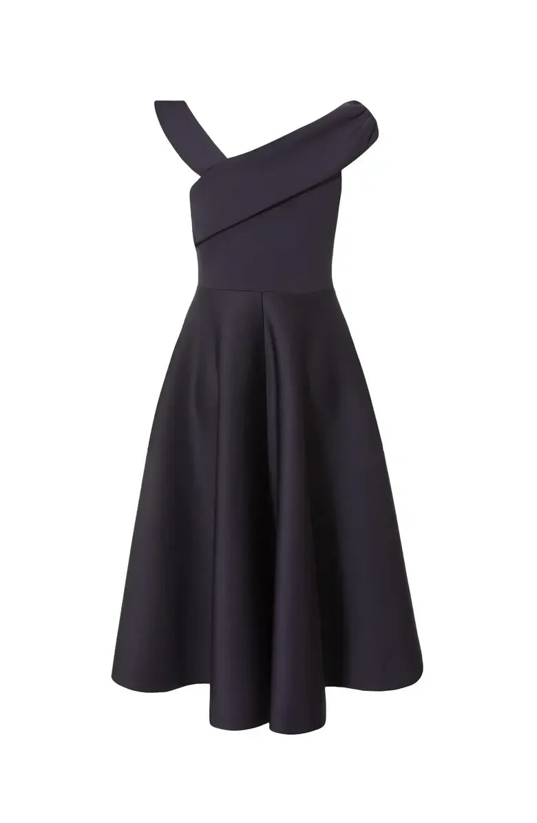 Simple A-Line Asymmetric-neck Sleeveless Backless Tea-Length Prom Dress