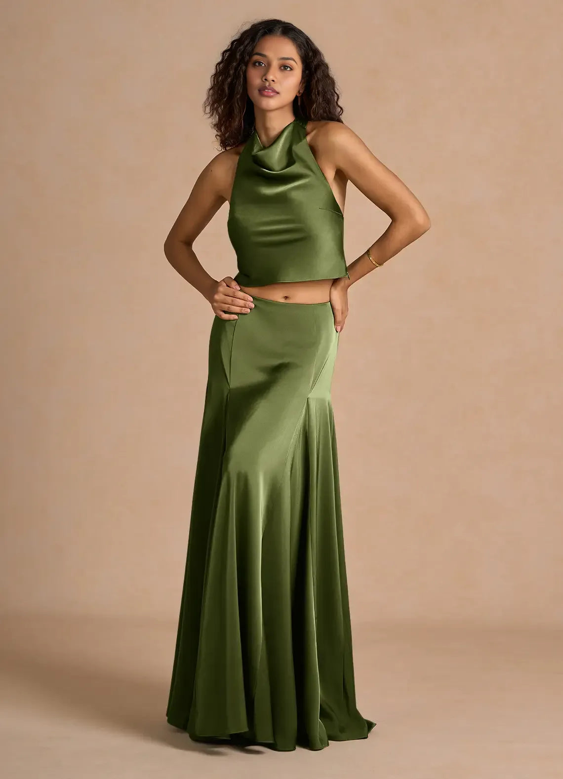Simple A-Line Halter Neck Sleeveless Backless Floor-Length Evening Dress