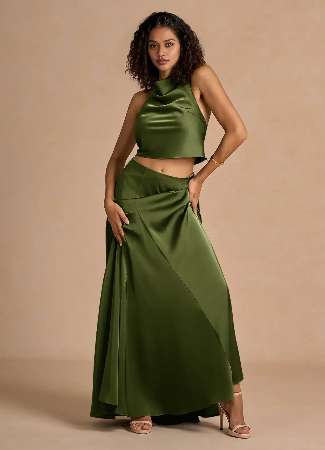 Simple A-Line Halter Neck Sleeveless Backless Floor-Length Evening Dress