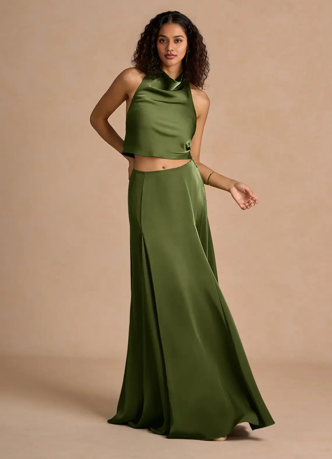 Simple A-Line Halter Neck Sleeveless Backless Floor-Length Evening Dress