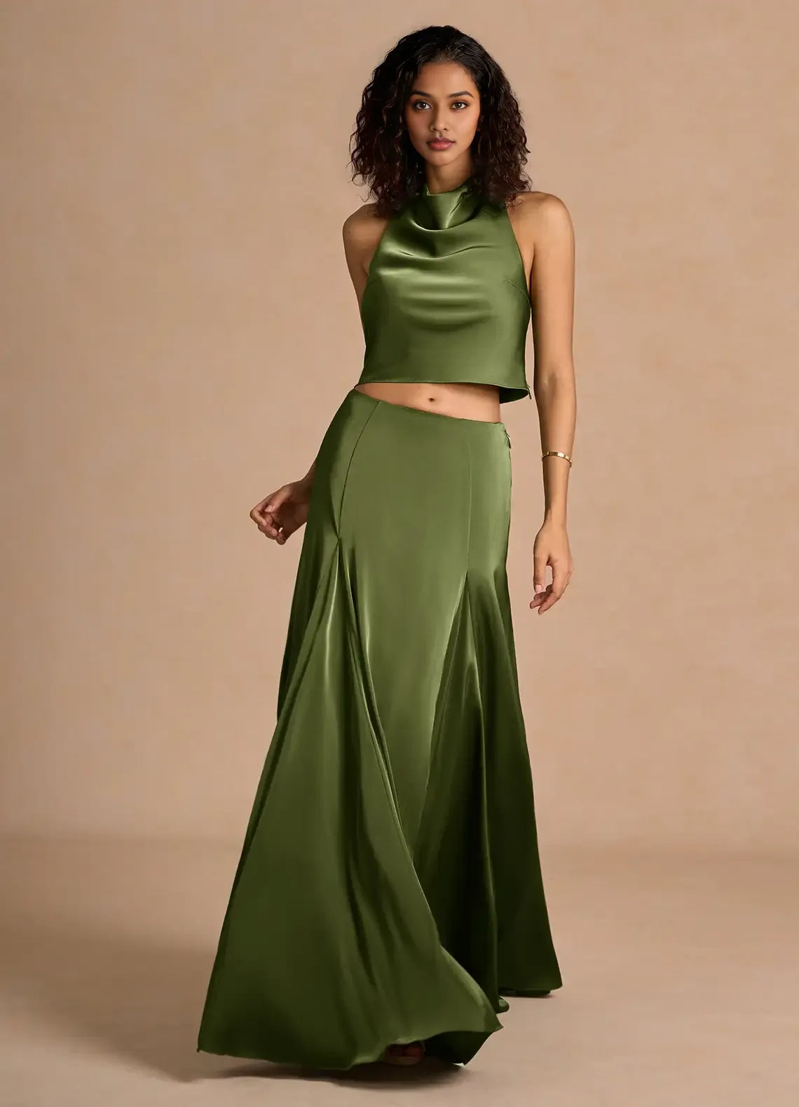 Simple A-Line Halter Neck Sleeveless Backless Floor-Length Evening Dress