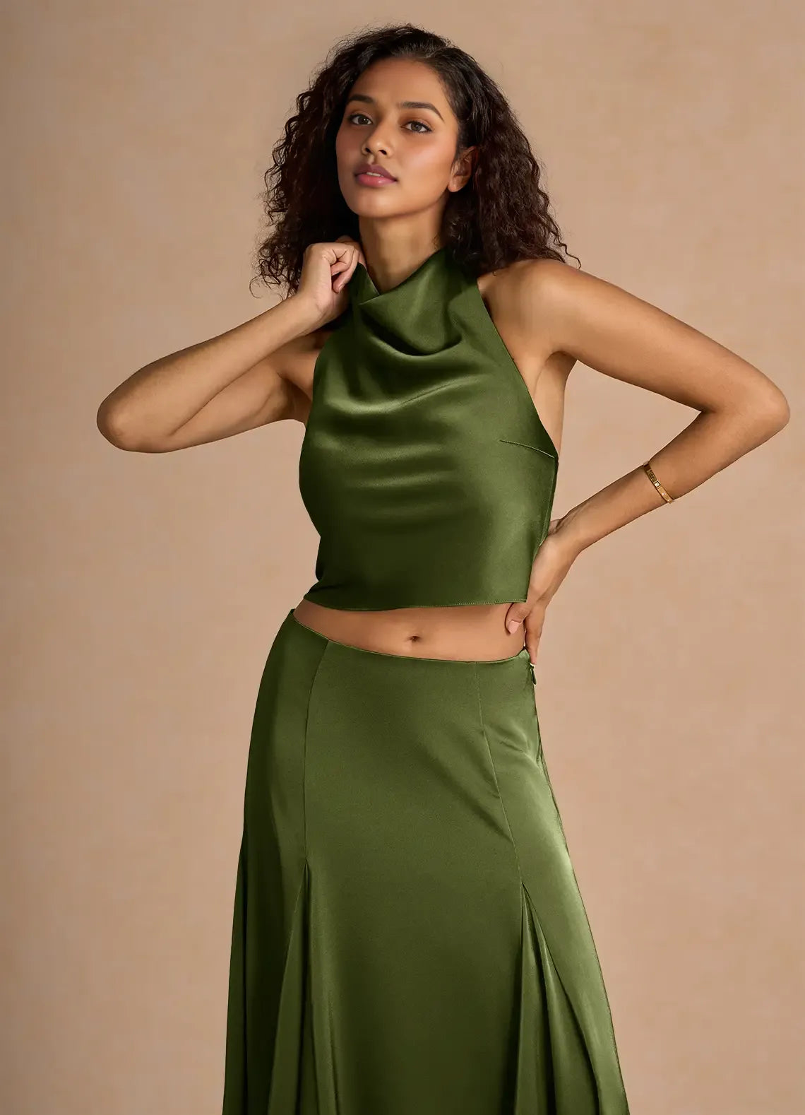 Simple A-Line Halter Neck Sleeveless Backless Floor-Length Evening Dress