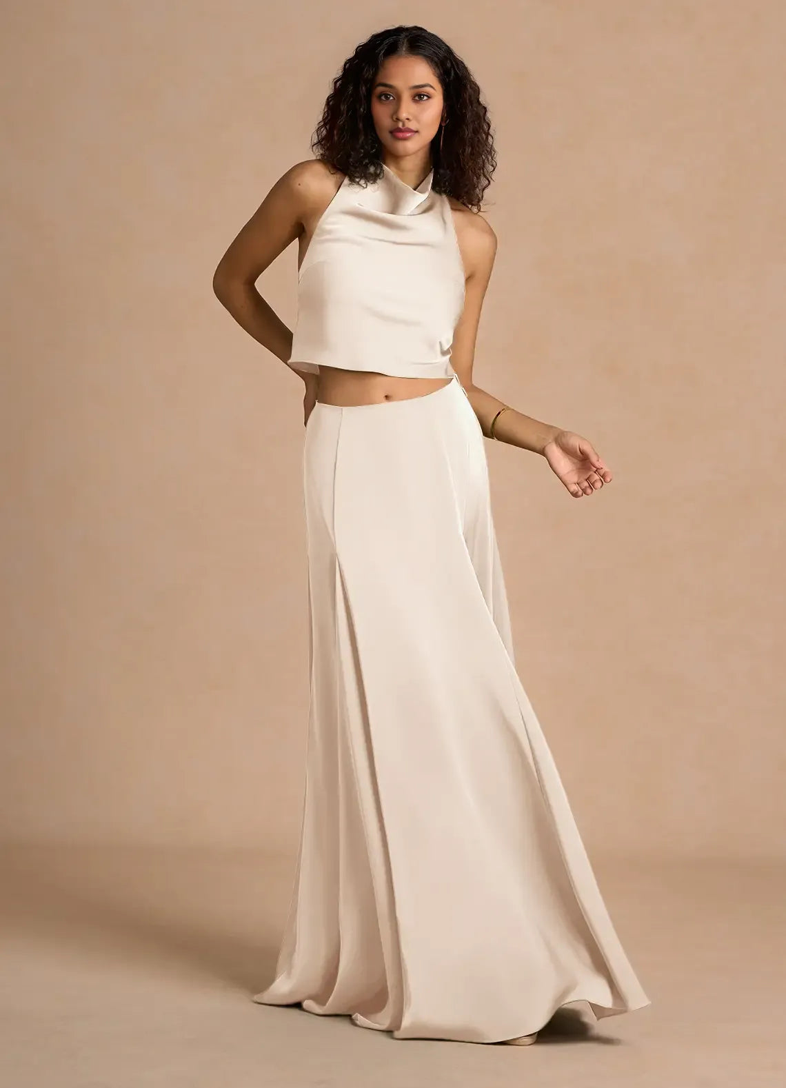 Simple A-Line Halter Neck Sleeveless Backless Floor-Length Evening Dress