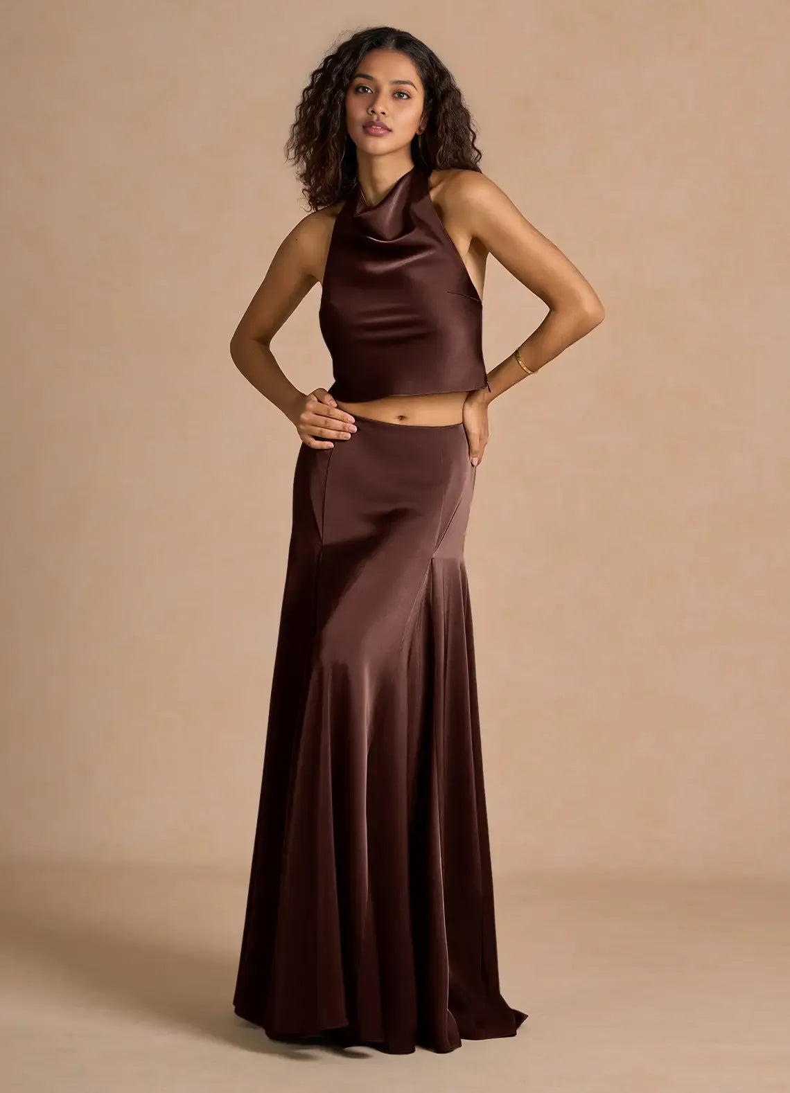 Simple A-Line Halter Neck Sleeveless Backless Floor-Length Evening Dress
