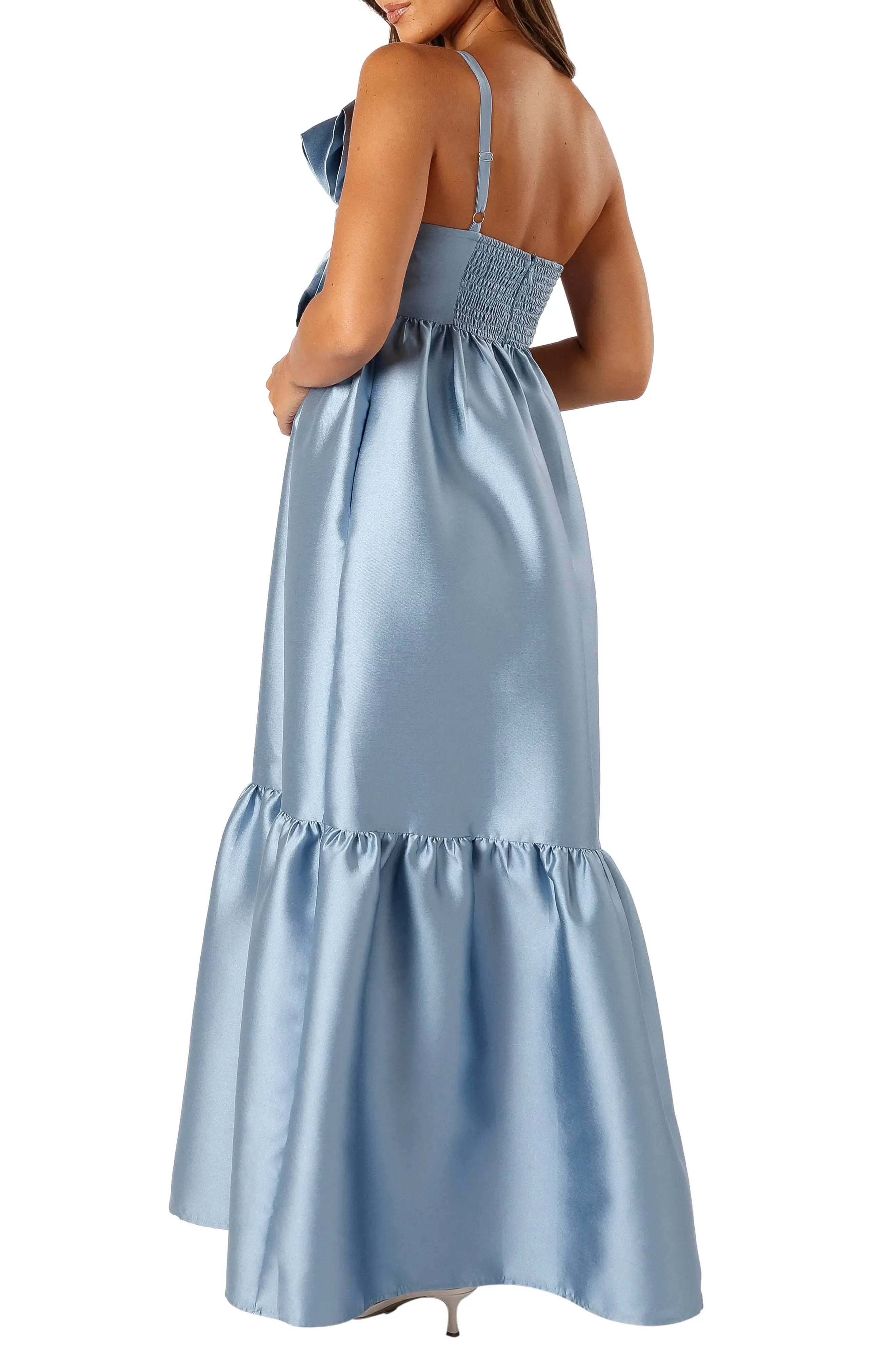 Simple A-Line One-Shoulder Sleeveless Satin Floor-Length Prom Dress