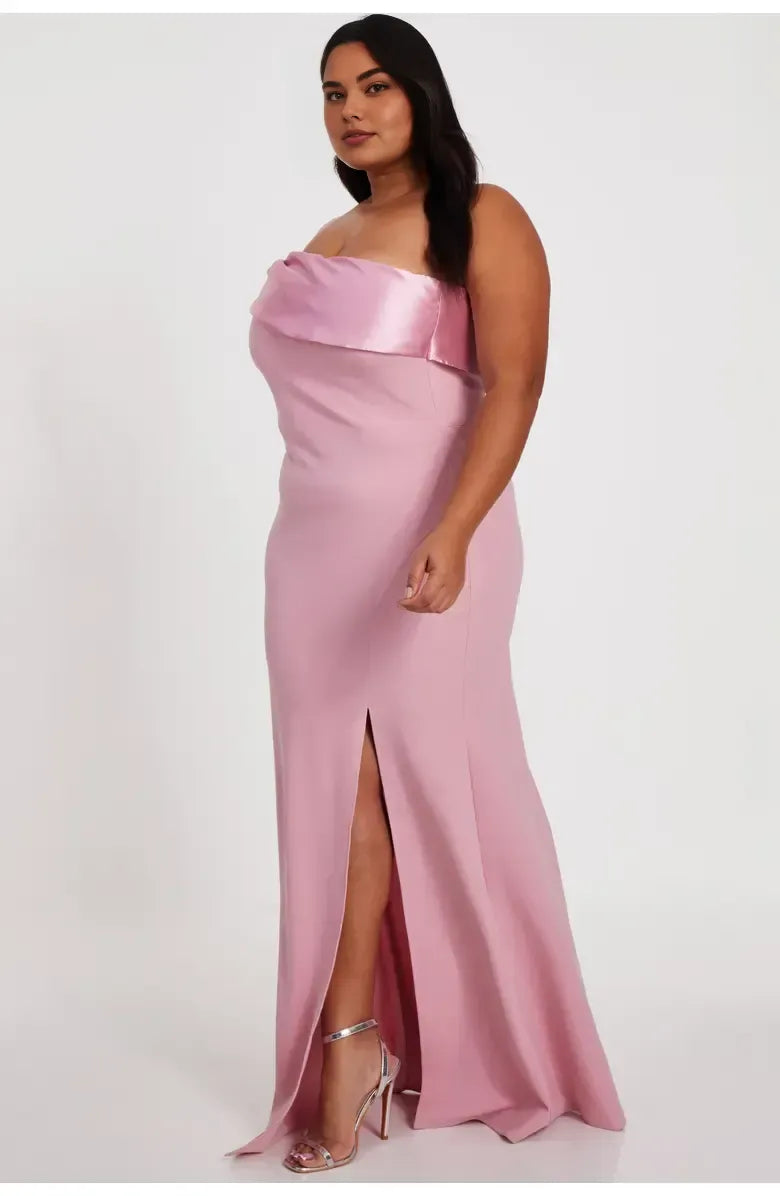 Simple A-Line One Shoulder Sleeveless Satin Floor-Length Plus Size Prom Dress