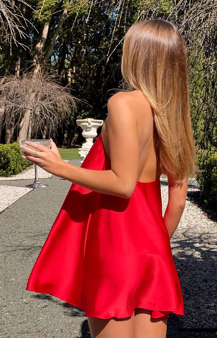 Simple A-Line/Princess Halter Neck Sleeveless Backless Above Knee Homecoming Dress