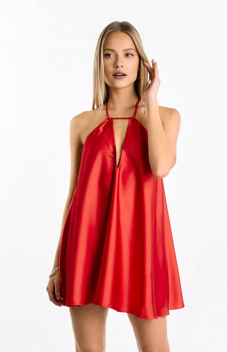 Simple A-Line/Princess Halter Neck Sleeveless Backless Above Knee Homecoming Dress
