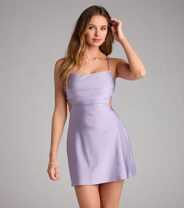 Simple A-Line/Princess Halter Sleeveless Open Cross-Back Short-Mini Homecoming Dresses