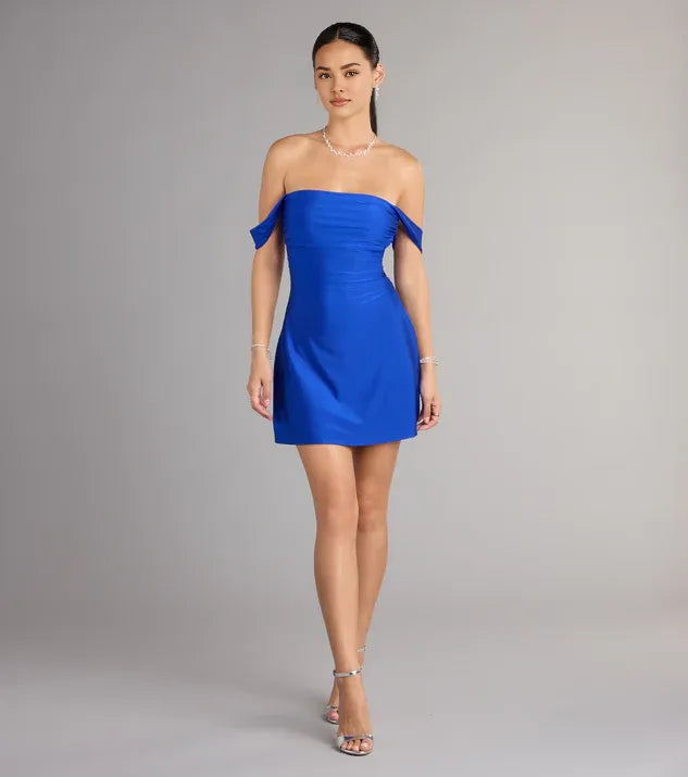 Simple A-Line/Princess Off-The-Shoulder Sleeveless Backless Short-Mini Homecoming Dresses