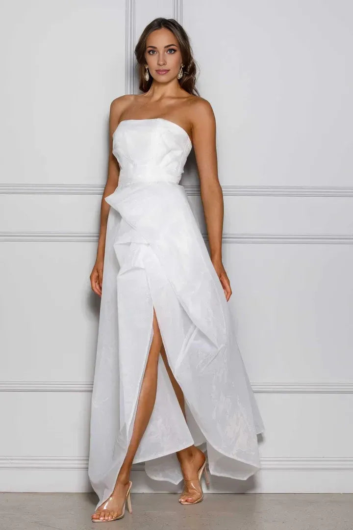 Simple A-Line Strapless Sleeveless Backless Ankle-Length Wedding Dress