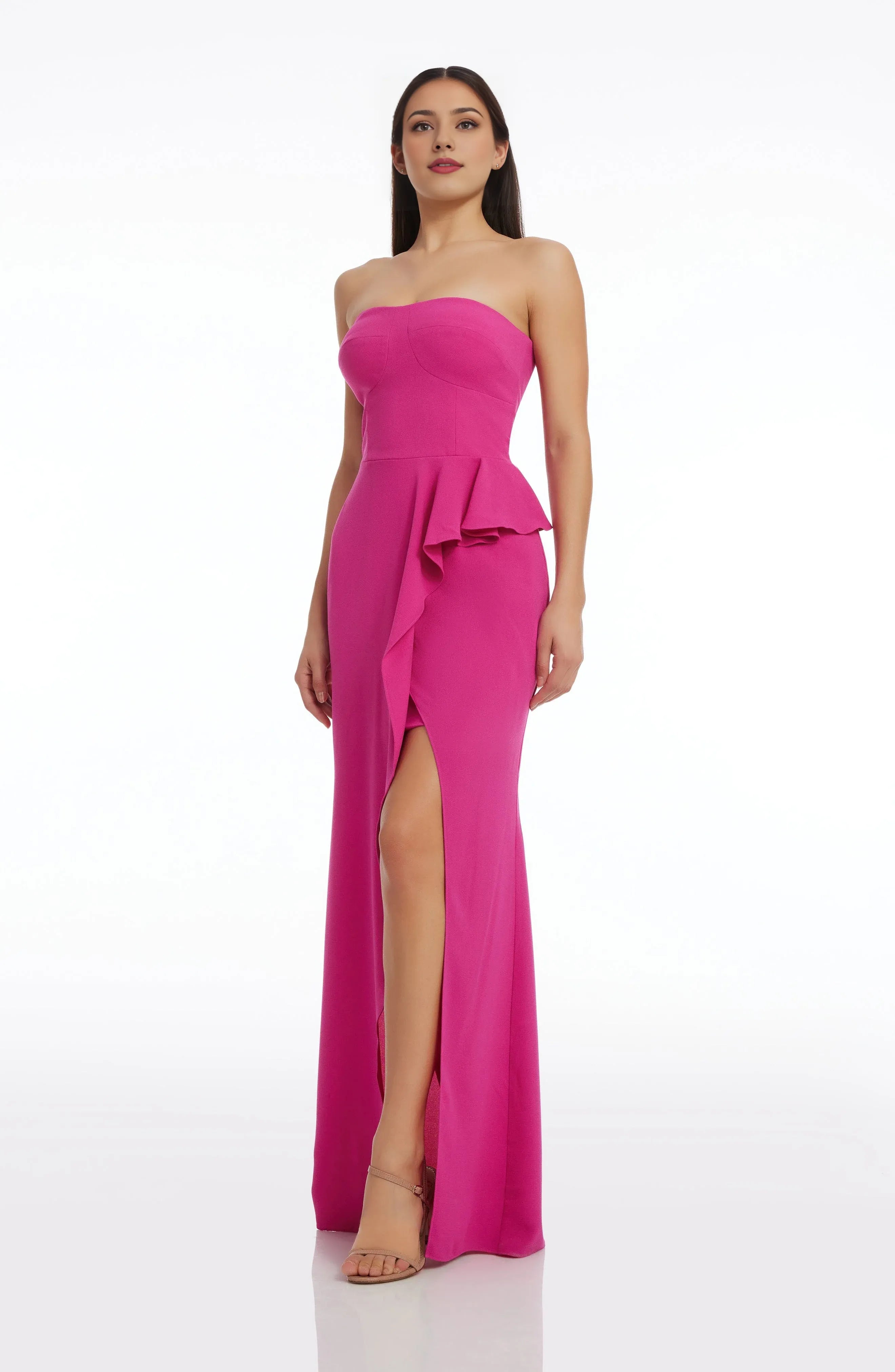 Simple A-Line Strapless Sleeveless Zipper Up Floor-Length Prom Dress