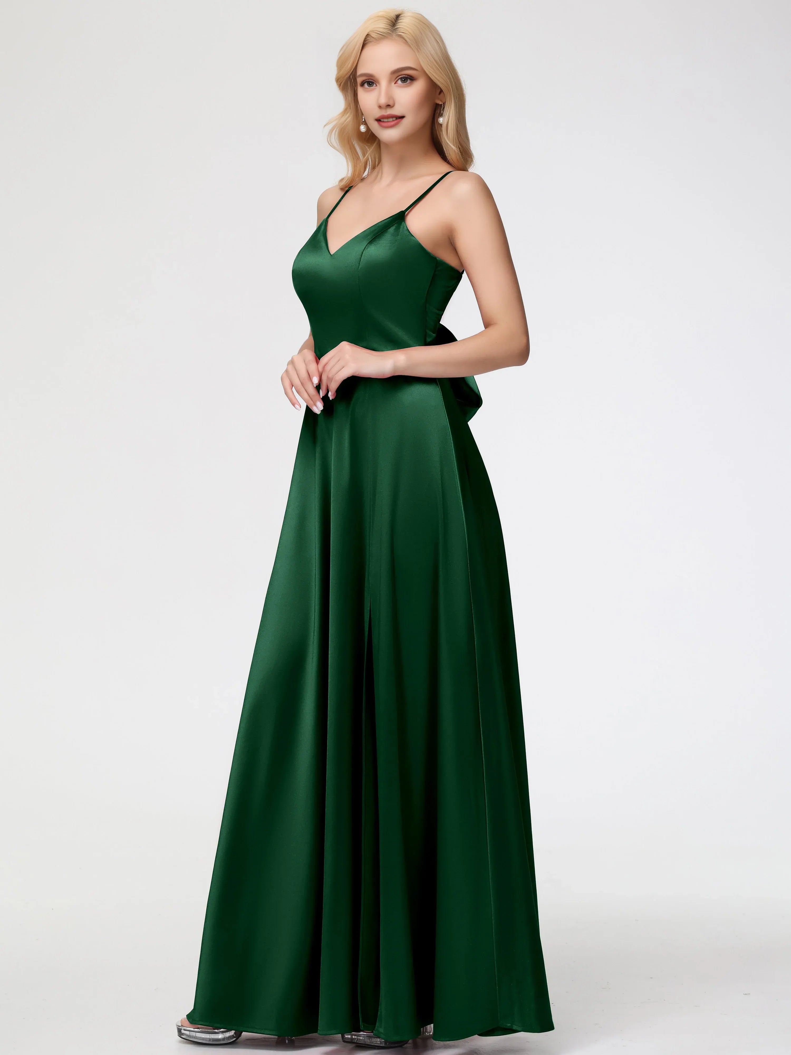 Simple A-Line V-Neck Sleeveless Back Zip Floor Length Prom Dress