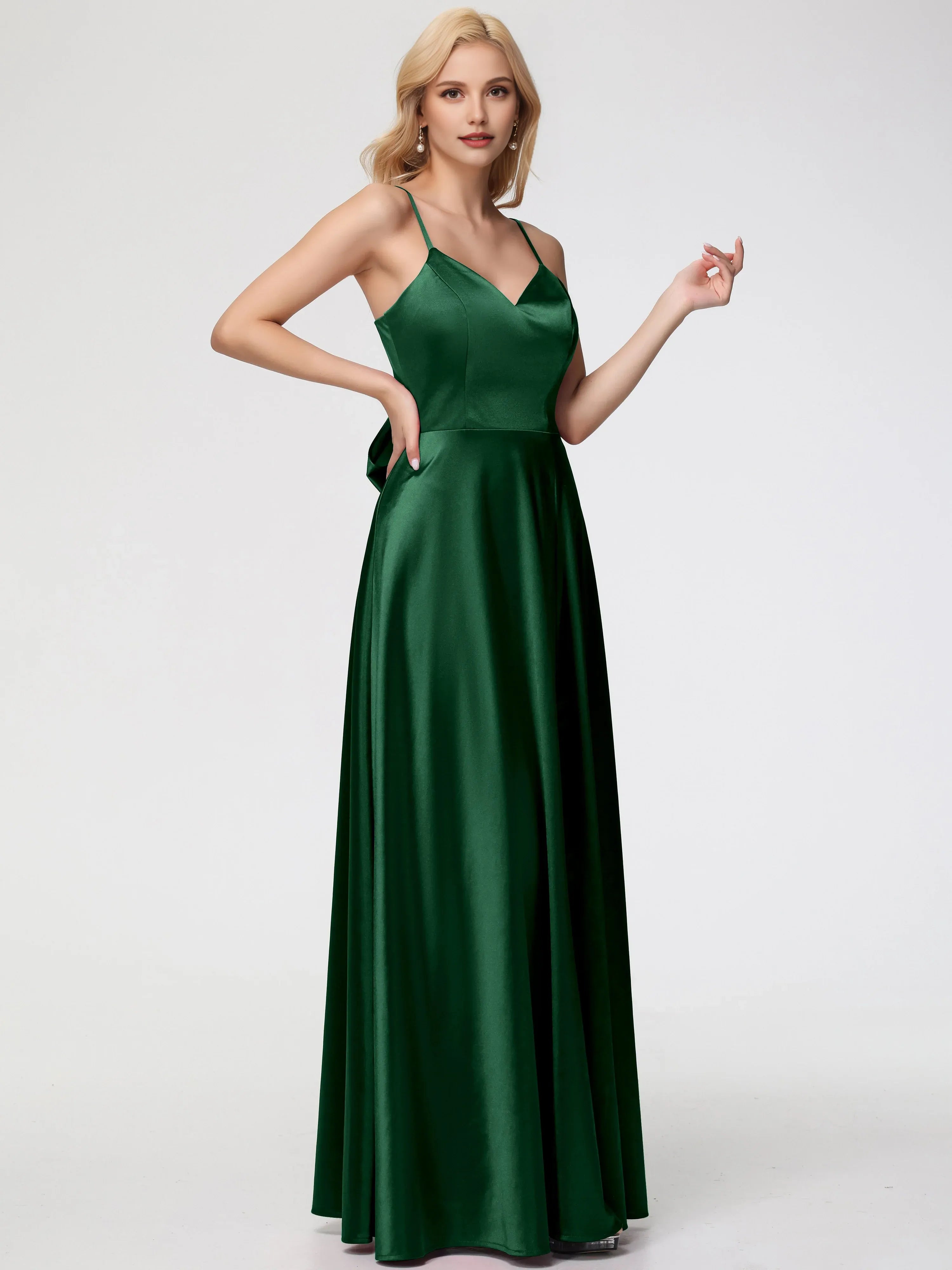 Simple A-Line V-Neck Sleeveless Back Zip Floor Length Prom Dress