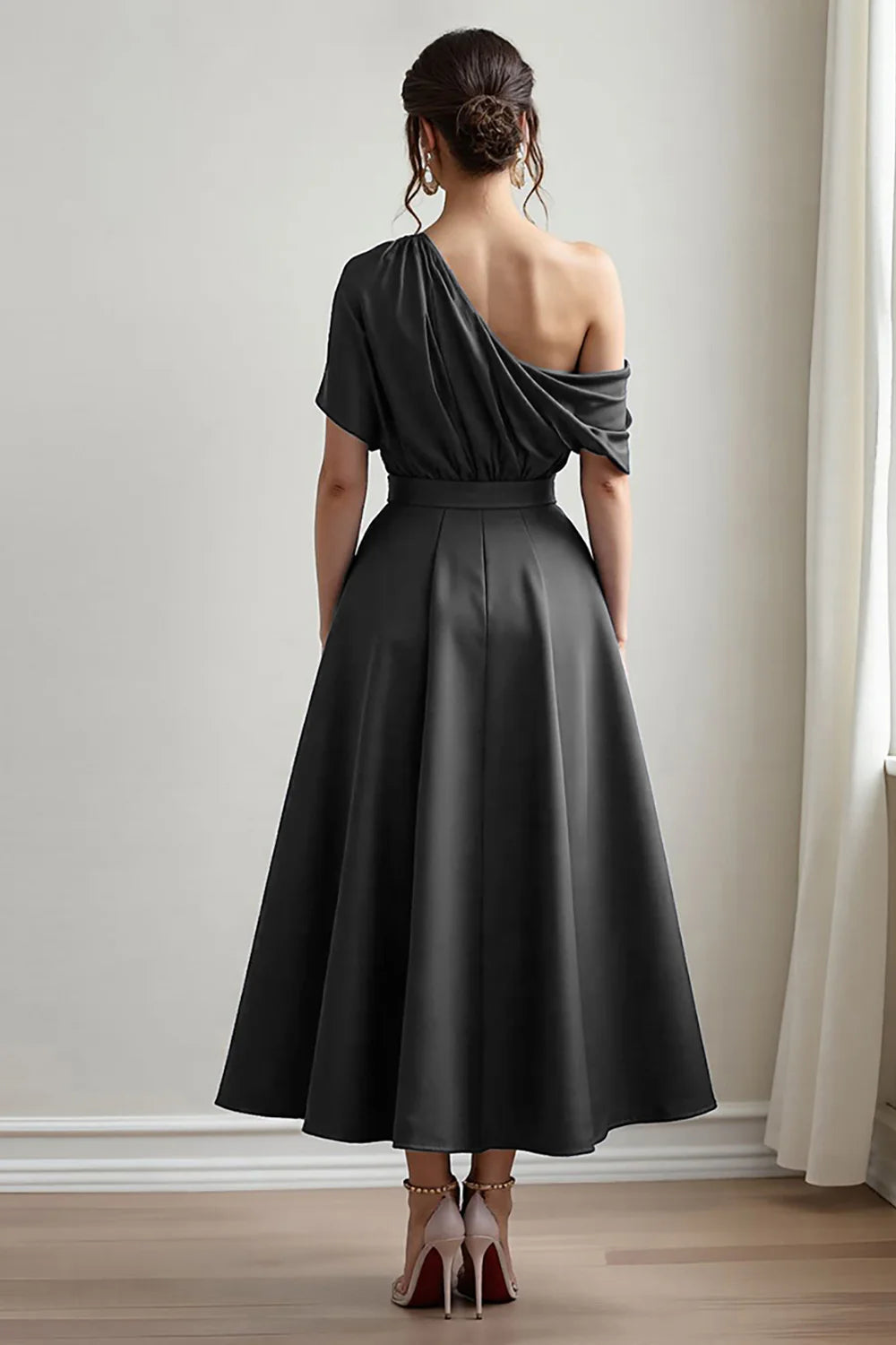 Simple A Line One Shoulder Sleeveless Backless Ankle-Length Mother of the Bride Dress