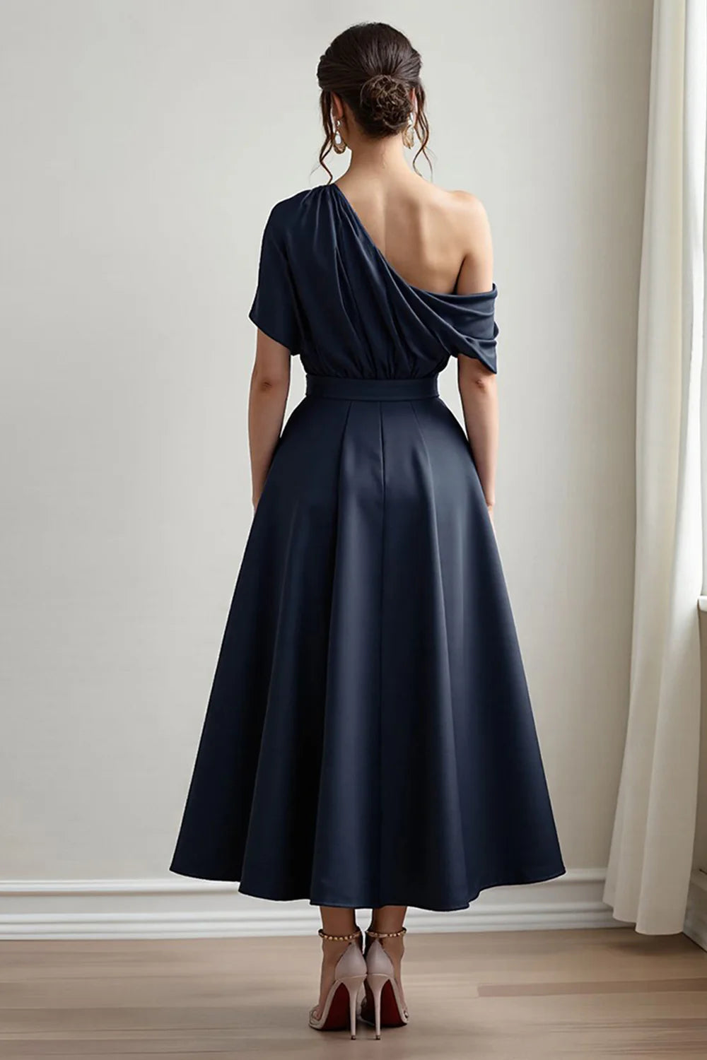 Simple A Line One Shoulder Sleeveless Backless Ankle-Length Mother of the Bride Dress