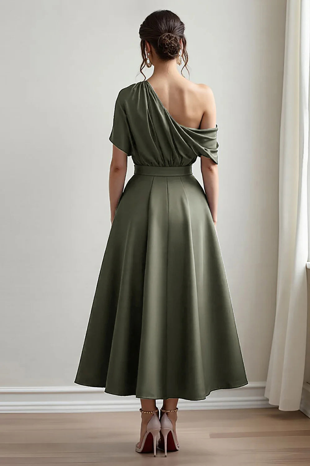 Simple A Line One Shoulder Sleeveless Backless Ankle-Length Mother of the Bride Dress